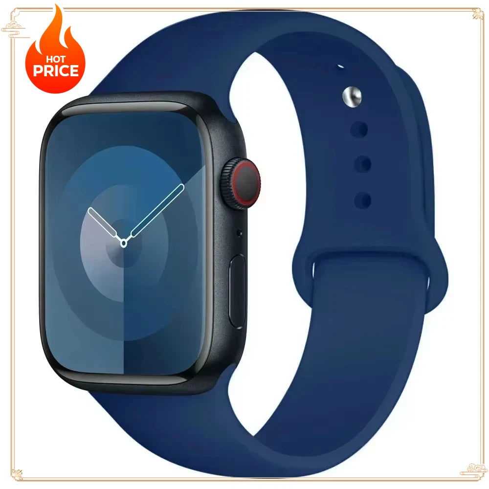Original Silicone Strap for Apple Watch Band 38/40/41/42/44/45/46MM 49mm Bracelet for Iwatch Serie 10 9 7 4 5 6 8 SE Ultra 2 3