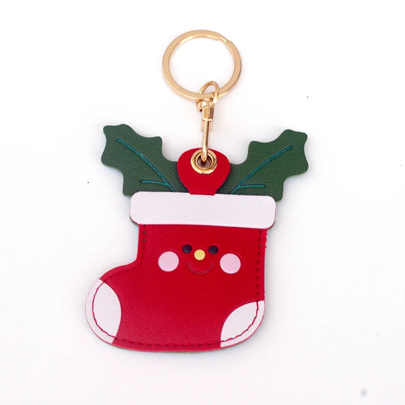 Leather Keychain Holder Case for Apple AirTag Cute Protective Air Tag Cover Keychain Ring Anti-Scratch Finder GPS Tracker Case