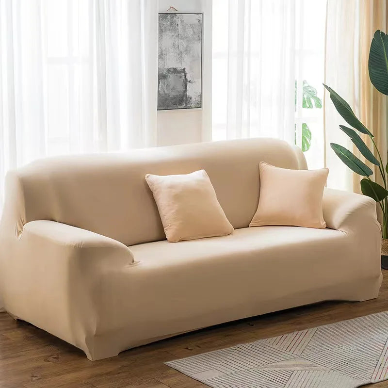 Solid Color 1/2/3/4 Seat Sofa Cover Stretch Milk Silk Fabric Couch Covers for Living Room Sectional Corner Settee Slipcovers 1PC