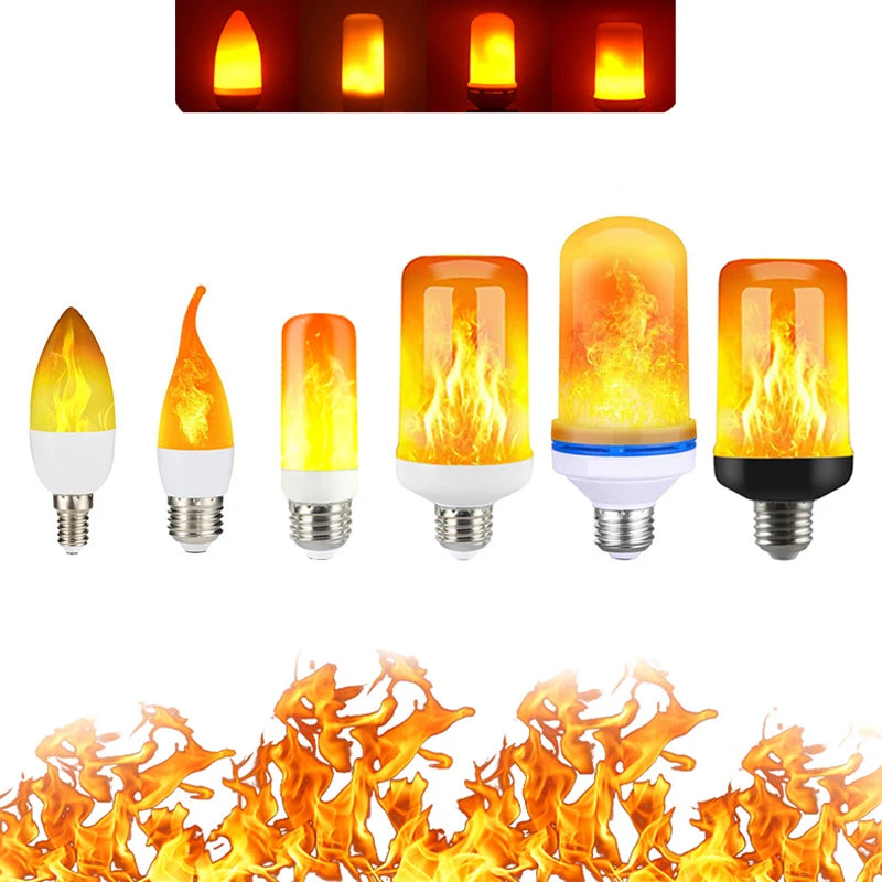 E27 LED Flame Lamp Flickering Fire Simulation Light Bulb E14 Dynamic Flame Effect Candle Light Creative Home Festival Decoration