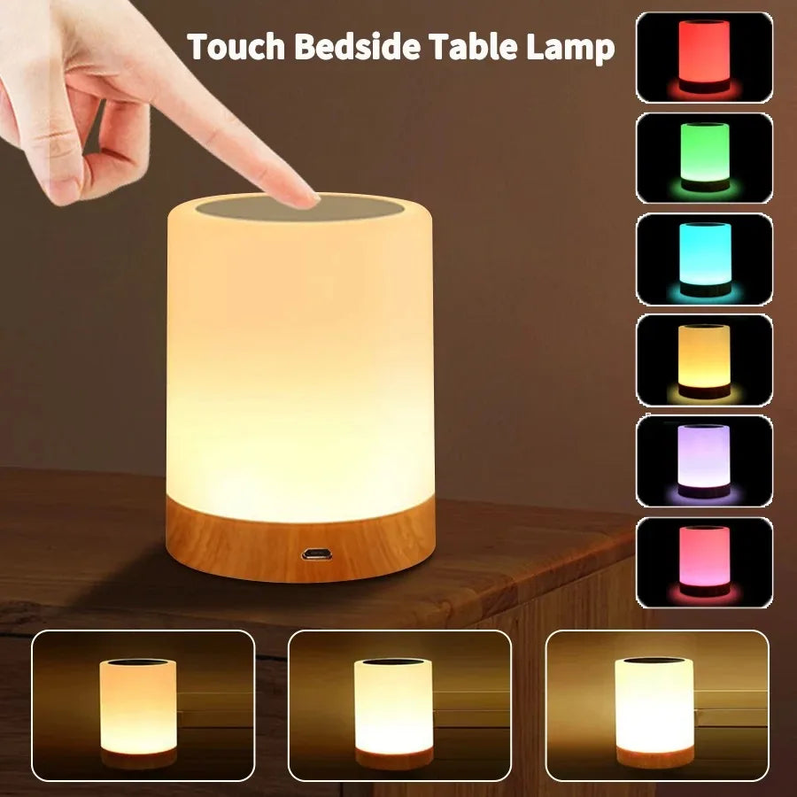 16 Colors Night Light Smart Touch Bedside Table Lamp RGB USB Rechargeable Desk Lamp Bedroom Decoration Gift Dining Table Light