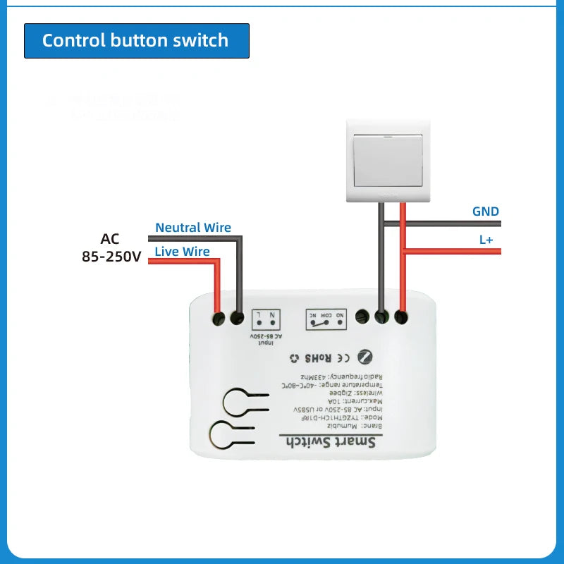 Tuya Smart TH10 Zigbee Switch with Temperature and Humidity Sensor Passive Dry Contact Zigbee Relay Work with Home Assistant
