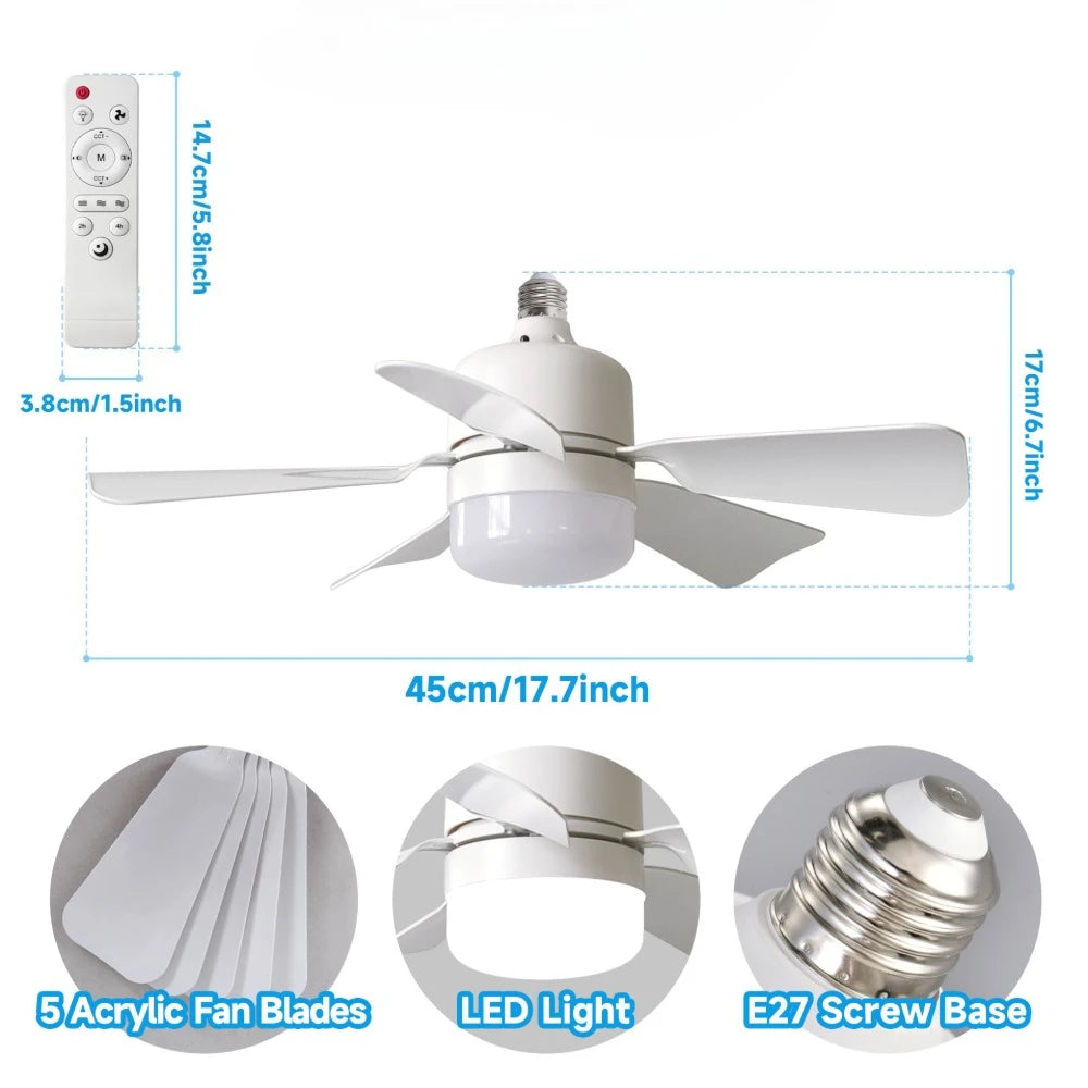 1/2Pack 30W Ceiling Fan Lights with Remote Control Dimming LED Fan Light E27 Base Suitable  for Living Room Kitchen Study Garage