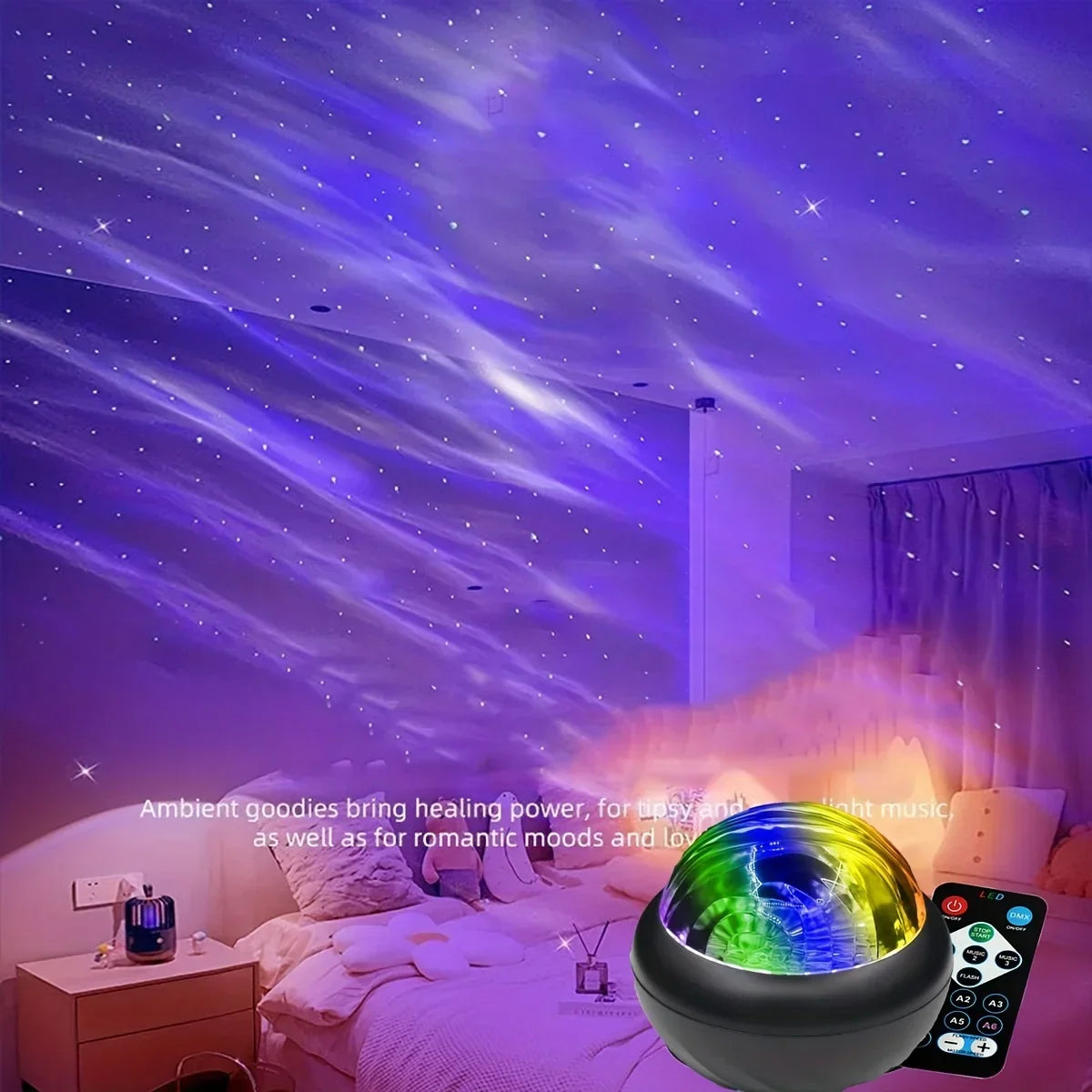 Mystic Aurora LED Sphere - USB Remote Control, Adjustable Brightness Christmas Decoration, Multi-color Northern Lights Projector