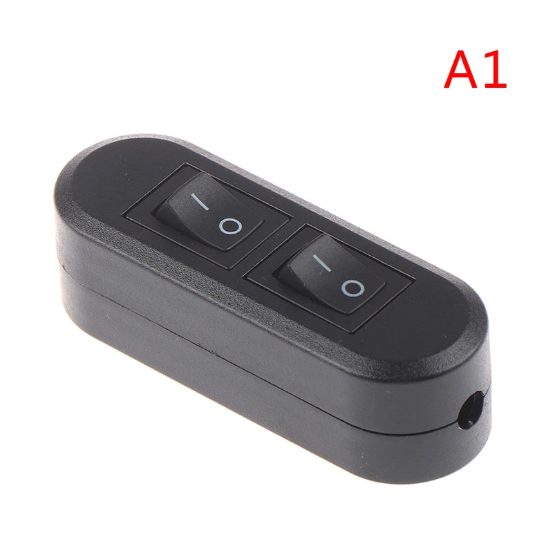 Inline Cord Switch AC 250V 10A Duplex On/Off Feed-Through For Bedroom Table Lamp Desk Light Two-button Boat Shape Switch