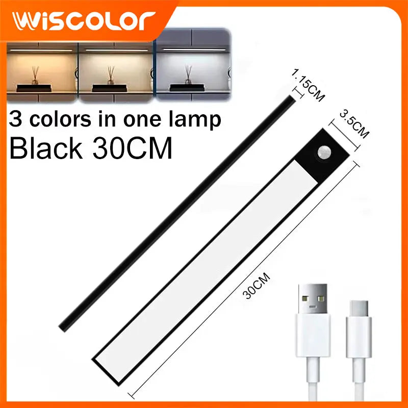 Night Light LED Motion Sensor Under Cabinet Lights USB Rechargeable Portable Lamp Lighting Bar For Bedroom Kitchen Accessories