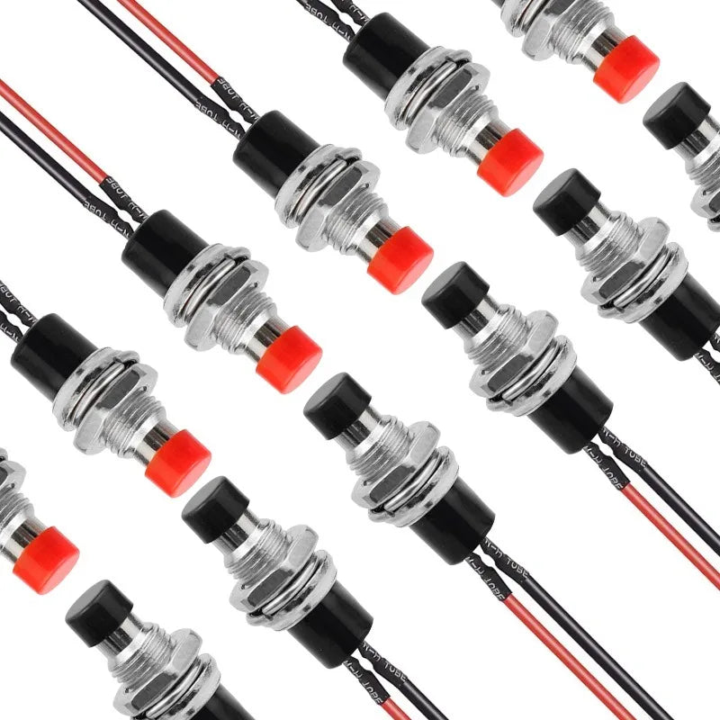 7Mm Momentary Push Button Switch Mini Pushbutton Switches Reset Jog Lock Free Switch Pre-Soldered Normal Open Light Pushbuttons