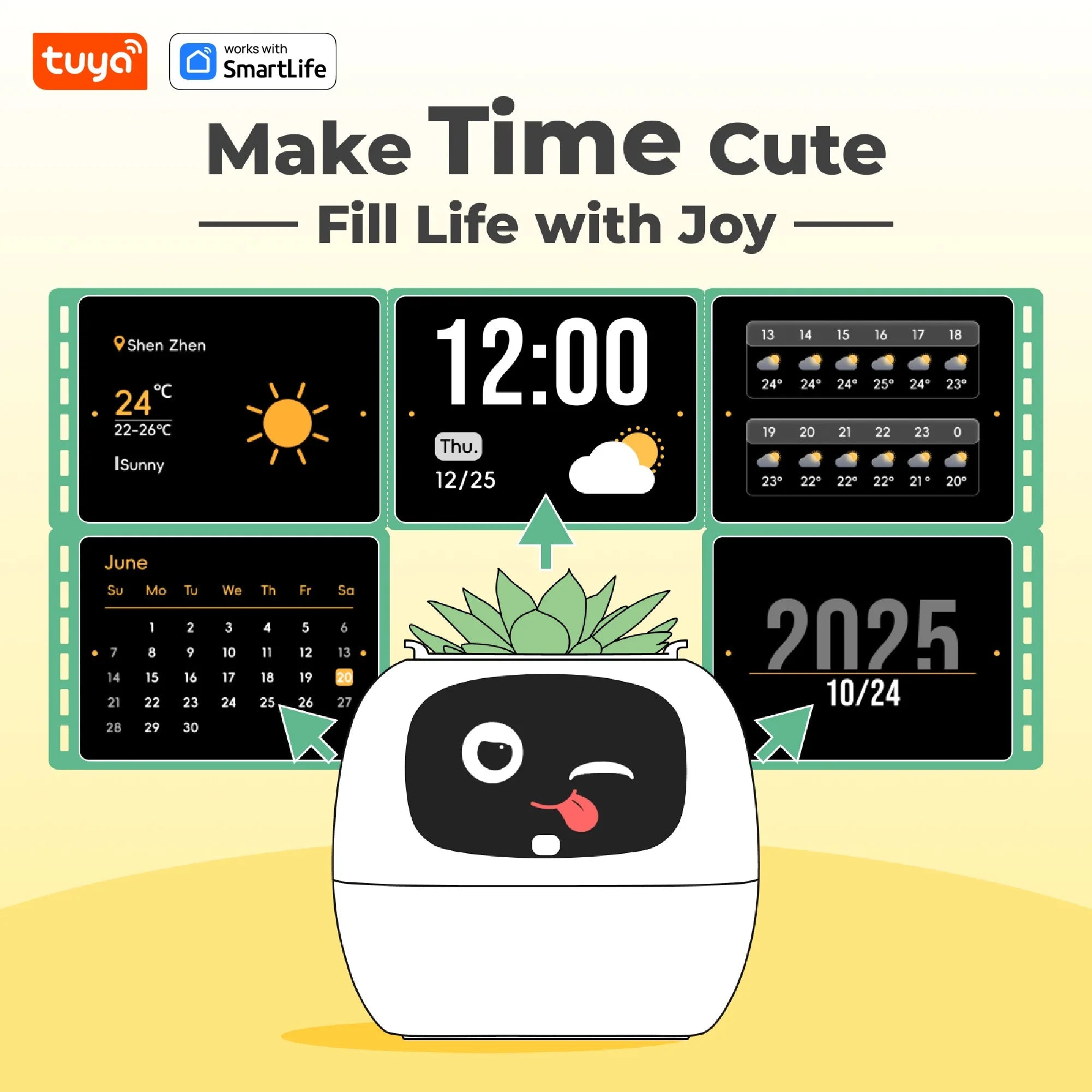Gen1 Tuya Ivy Smart Planter,Endless Fun Over 49 Rich Expressions,7 smart sensors,AI Chips Make Raising Plants Easy and Fun