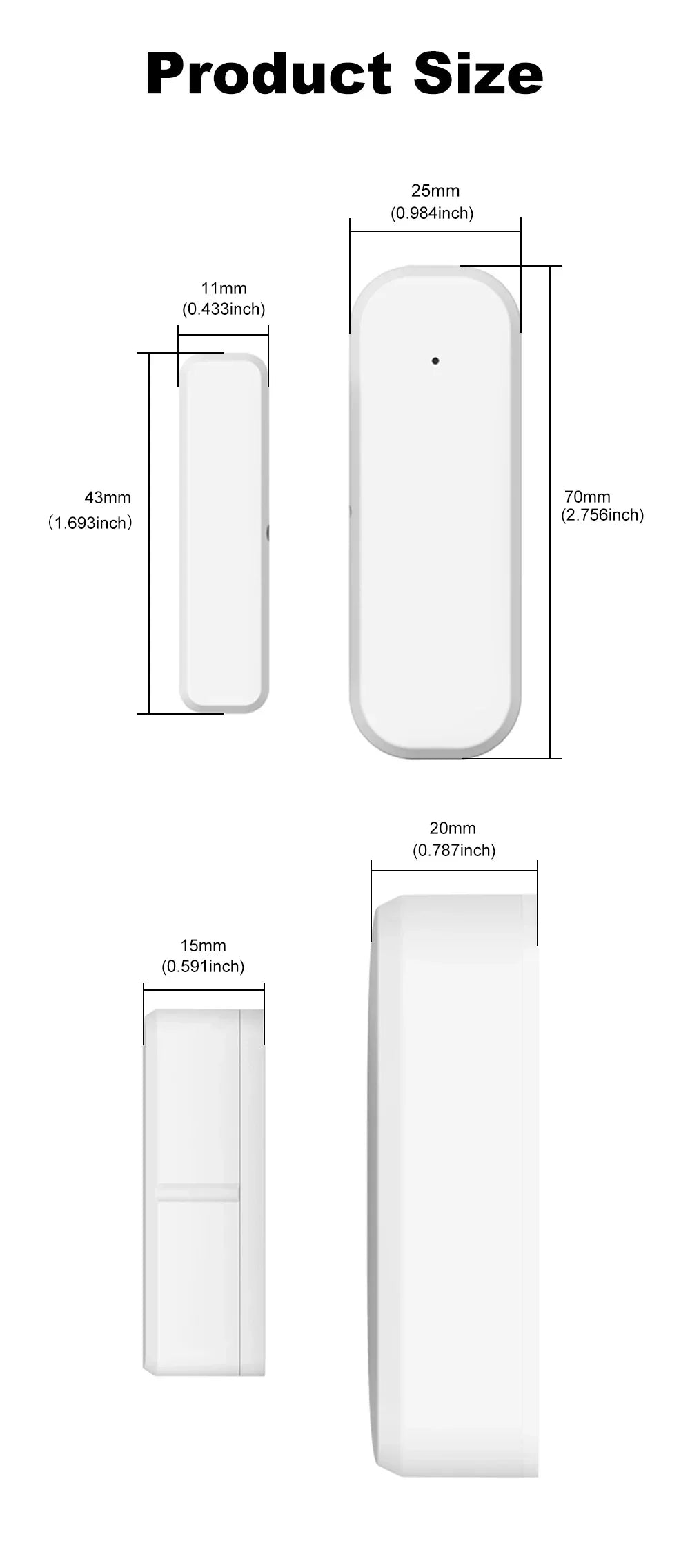 ZigBee Door Sensor Magnetic Contact Detector Real Time Alarm Security Monitor for Smart Home Works with Tuya Alexa Google Home