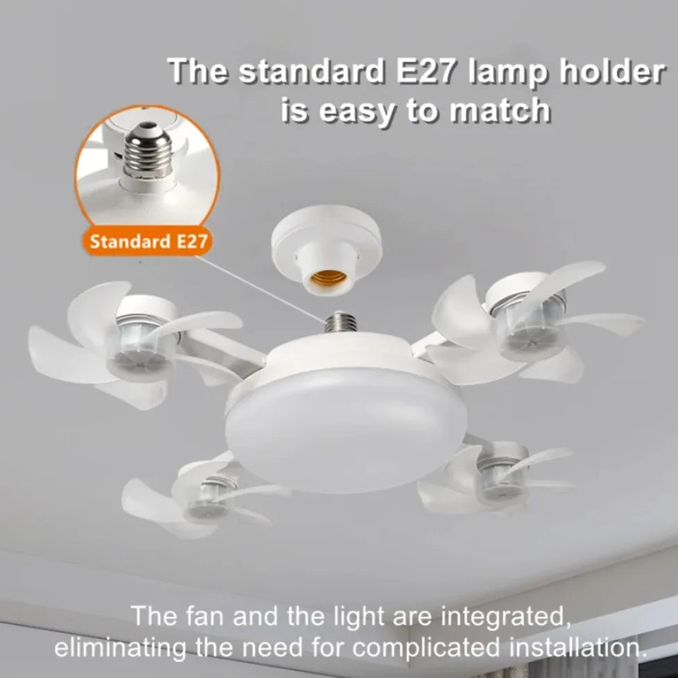 3/4 Heads Drone Style E27 Ceiling Fan Light 2-in-1 AC85-265V Three Colors LED Fan Lamp With Remote Control For Home Restaurant
