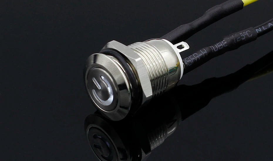 1PC 12mm 3V 5V 12V 220V Angel Eye Aluminum Metal LED Power Push Button Switch Self-reset Metal Switch Normally Open