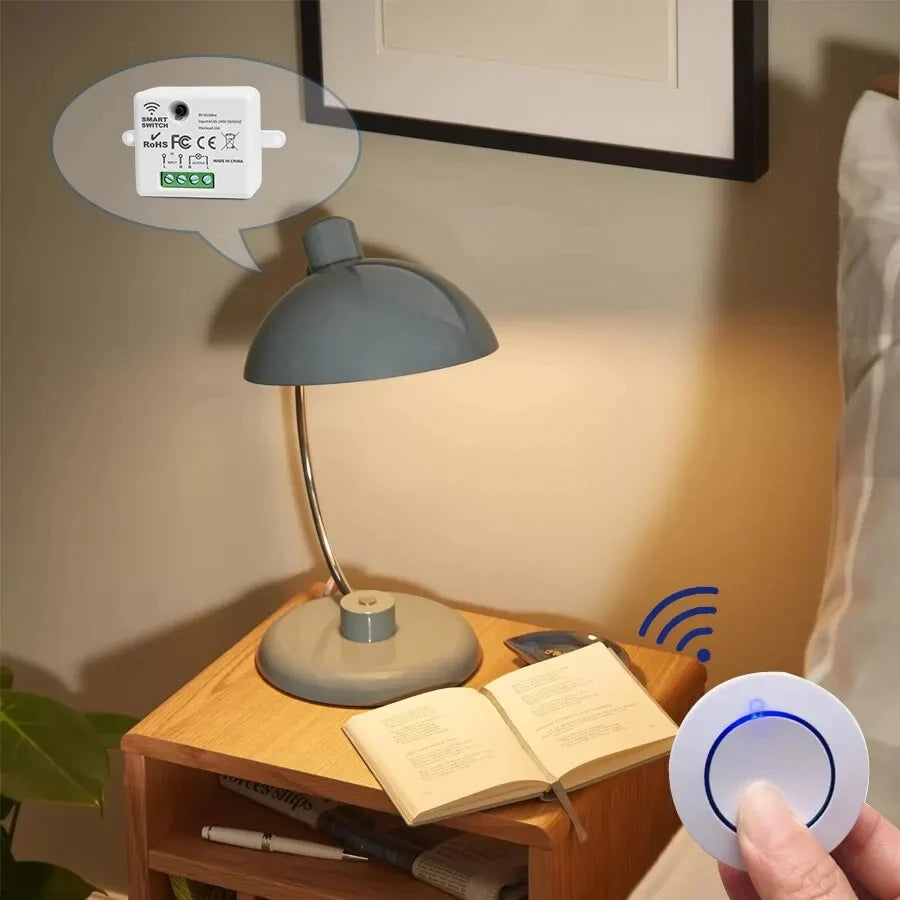 RF 433MHz Wireless Remote Control Light Switch 220V 110V 10A Relay Receiver Mini Round Button Wall Panel Switch For LED Lamp