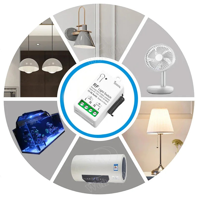 Wireless Smart Switch Light RF 433Mhz 86 Wall Panel Switch with Remote Control Mini Relay Receiver 220V Home Led Light Lamp Fan