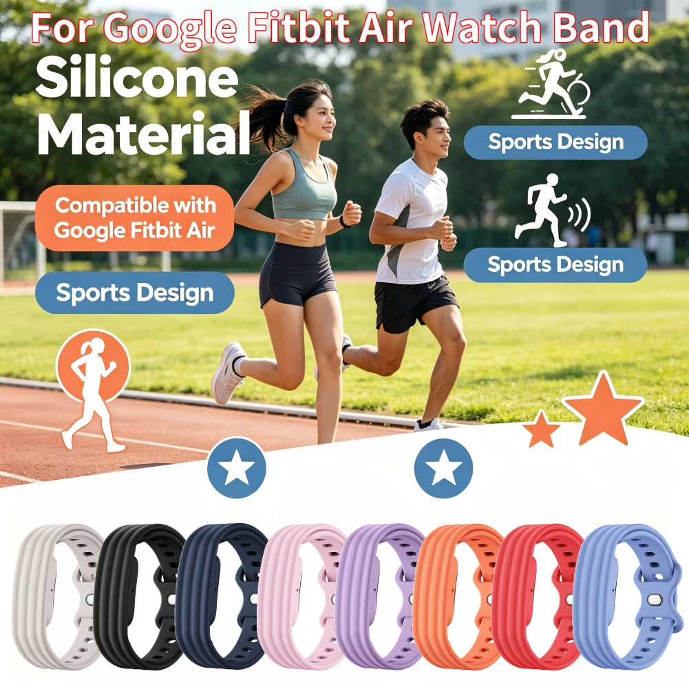 For Google for Fitbit Air Strap Sports Silicone Adjustable Replacement Wristband Breathable Fitness Tracker Bracelet Accessories