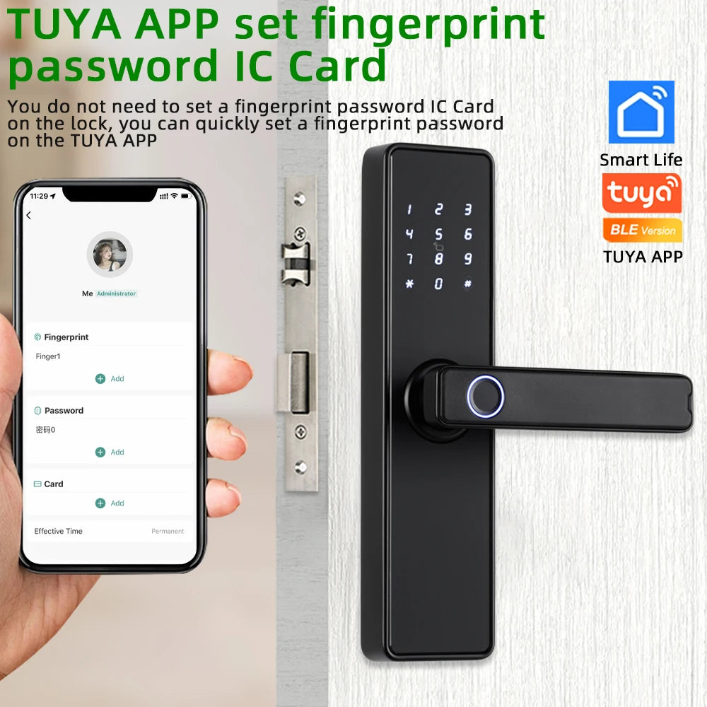 CDOK K20-Tuya Bluetooth door lock, multiple unlocking methods, suitable for office/apartment/B&B/bedroom doors