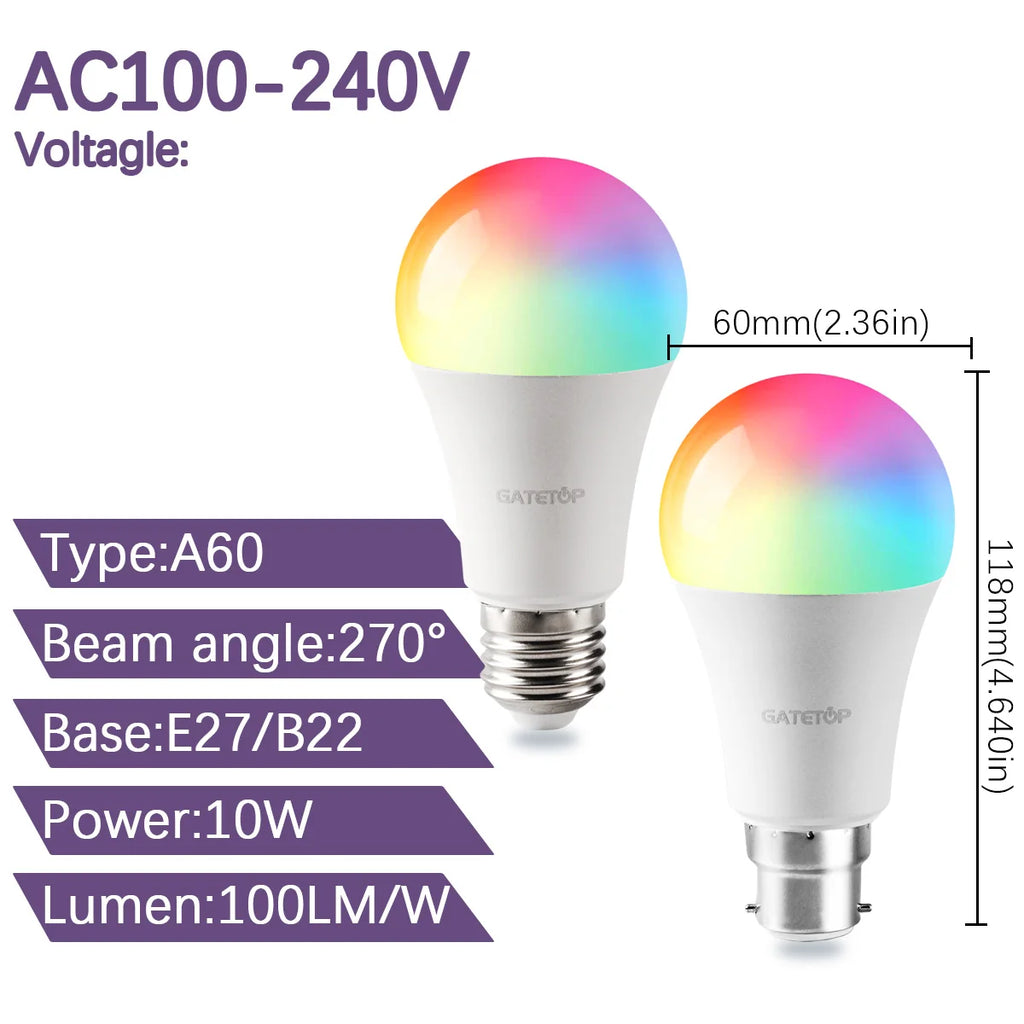 1-10pcs RGB Dimmable Bulb E27 B22 110V 220V Lamp Smart 24 Key Remote Control RGBW Light Dimming Bulbs for Livingroom