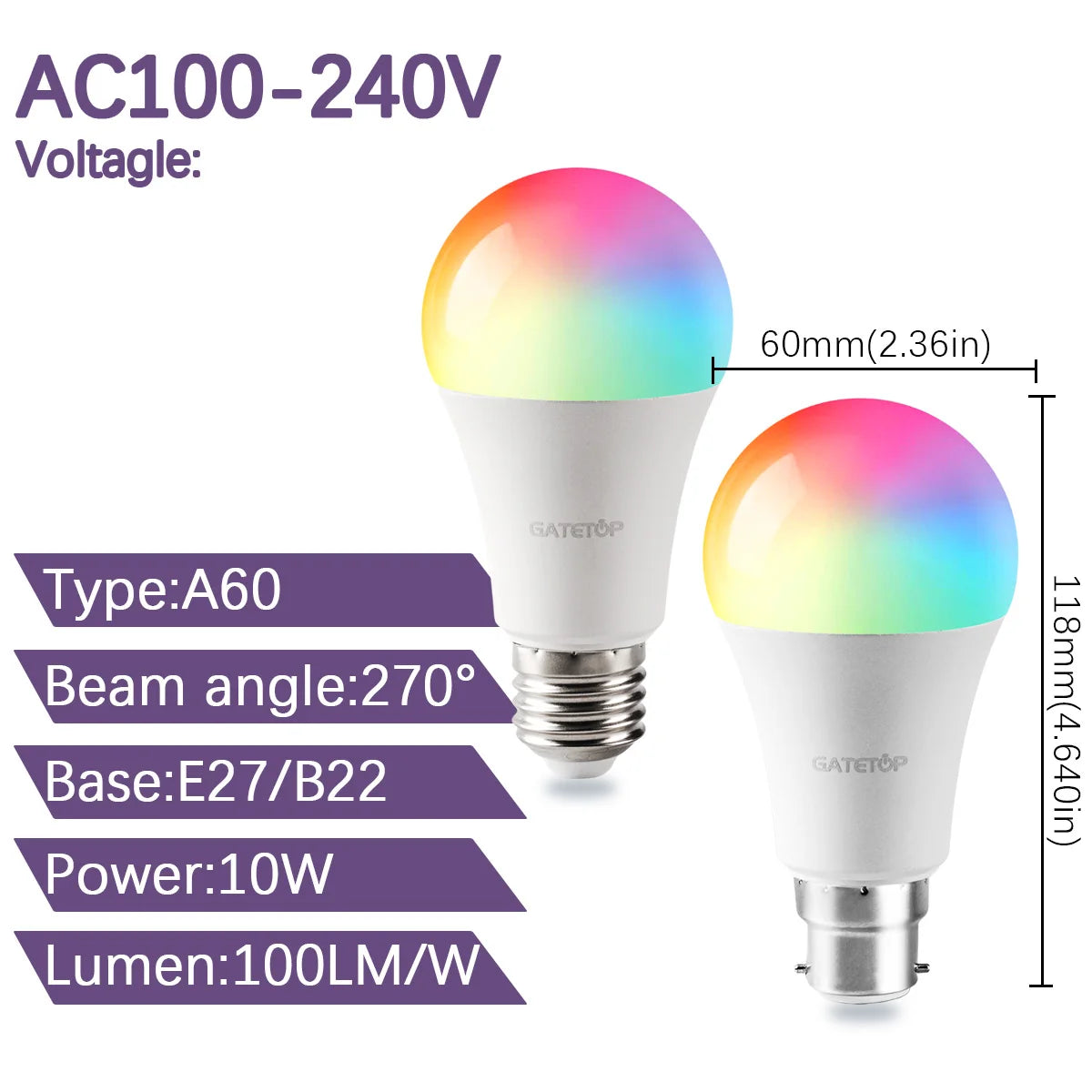 1-10pcs RGB Dimmable Bulb E27 B22 110V 220V Lamp Smart 24 Key Remote Control RGBW Light Dimming Bulbs for Livingroom