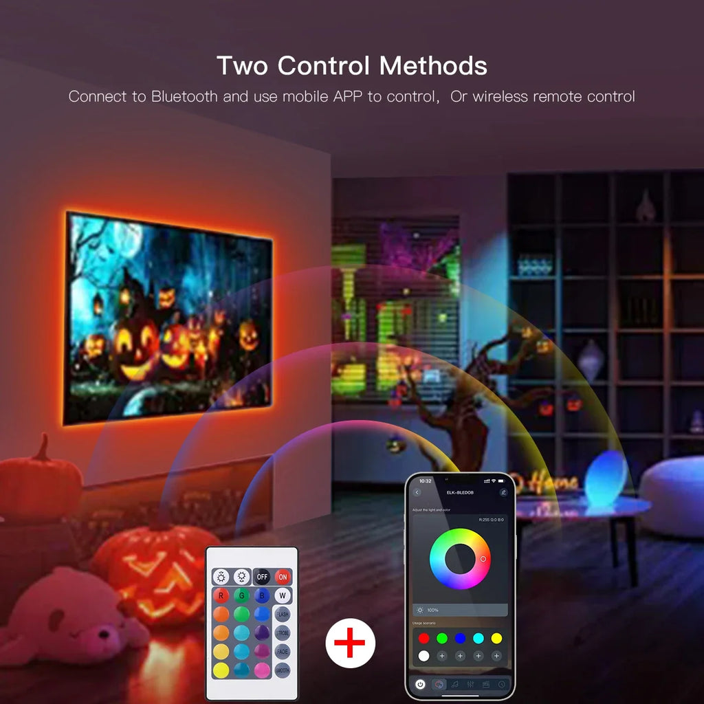 Creative USB 5V LED RGB Strip Light Dimmable APP Control Wireless Bluetooth With Remote Controller Bedroom Mirror Computer Decor