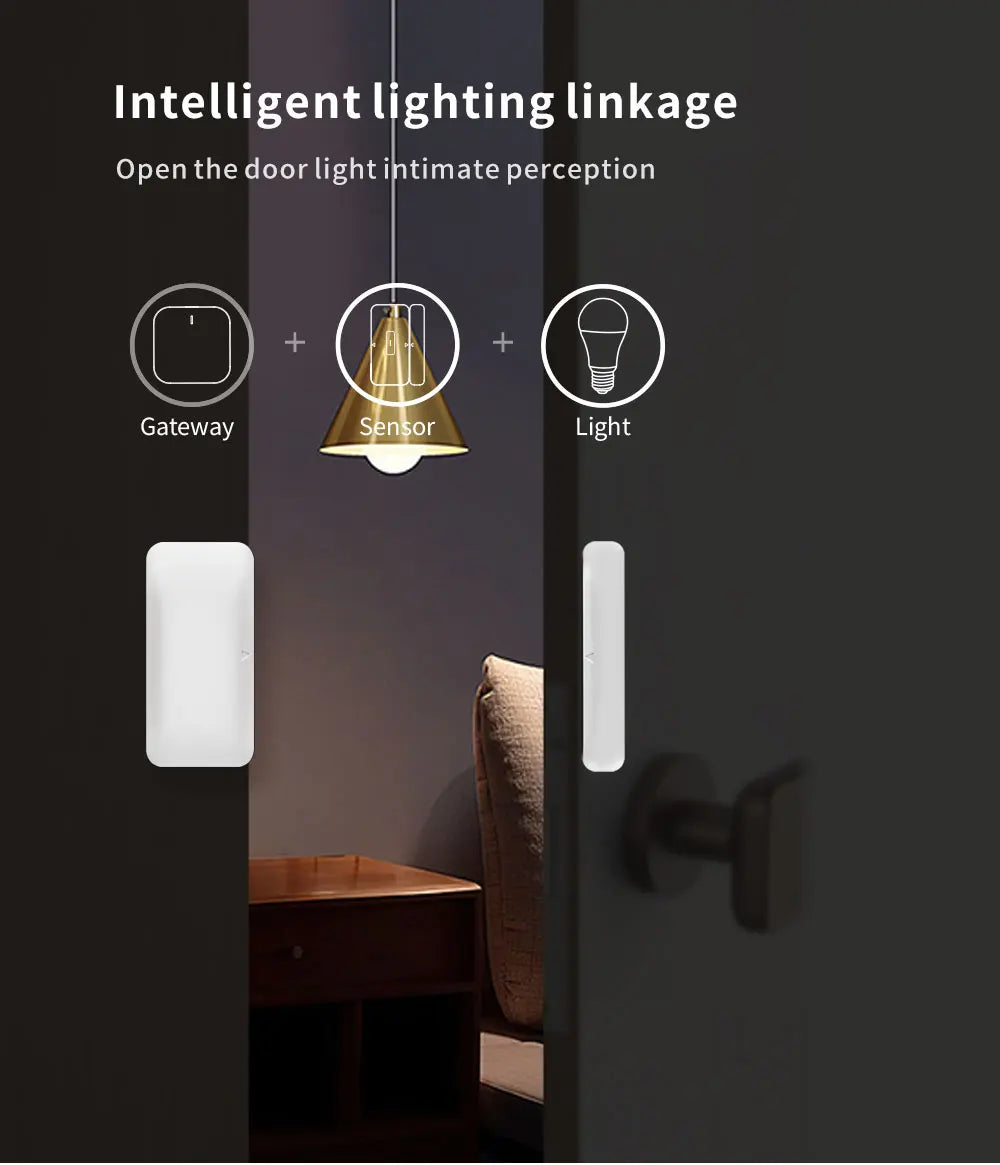 Tuya Zigbee Wireless Door Windows Sensor Mini Smart Home Wireless Door Detector Door Open Closed Alarm System for Alexa