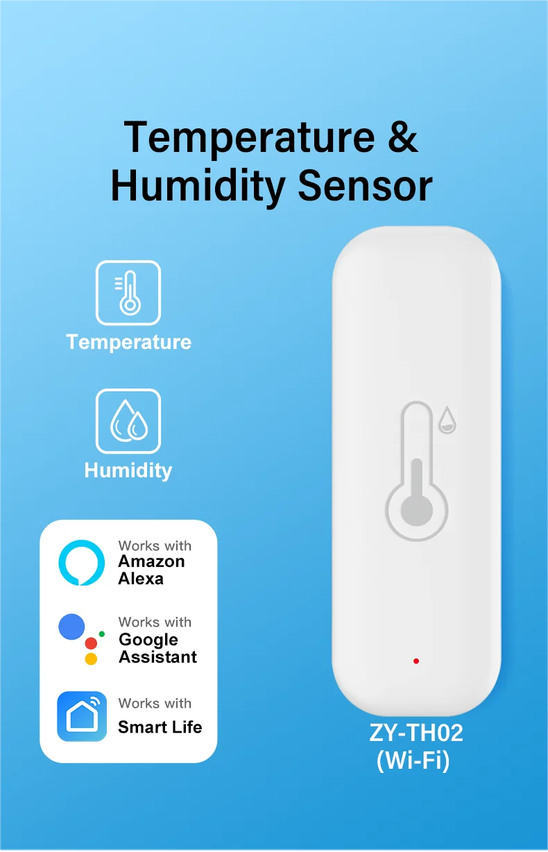 Tuya WiFi Temperature Humidity Sensor for Smart Home Thermometer Hygrometer APP Remote Works with Google Home Yandex Alexa