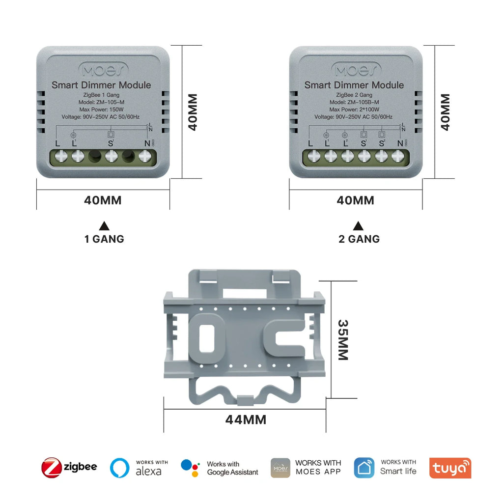 MOES Star Ring Series Mini Tuya WiFi/Zigbee Smart Switch DIY Module Light Switch 1/2 Gang Remote Control Work Alexa Google Home