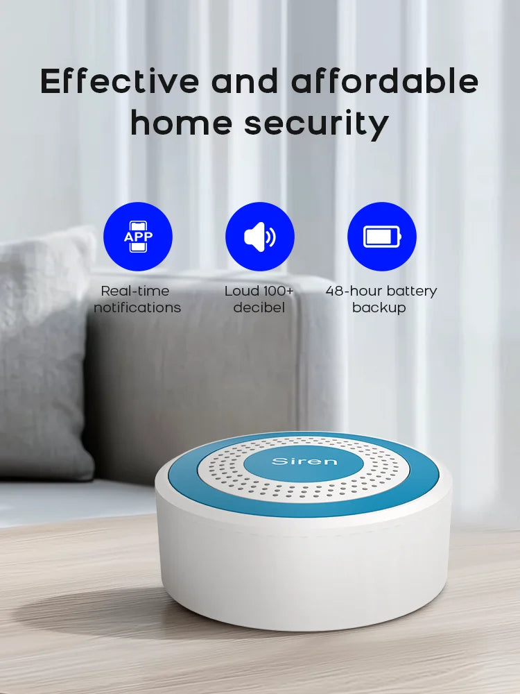 Tuya Smart Life App WiFi Smart Home  Alarm System Kit Wireless 433MHz Door Sensor Siren for Garage Office Security  Protection