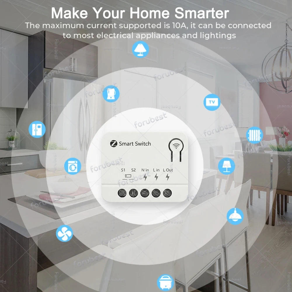 Mini Tuya Zigbee Smart Switch DIY Module 10A/16A 1/2 3 Gang Smart Home Relay Automation Breaker For Smart Life Z2M Alexa Yandex
