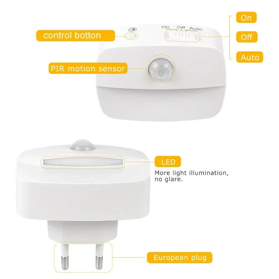 1/2/4pcs LED Night Light US EU Plug in Motion Sensor Light 220V 110V Wall Lamp for Home Hallway Stair Kitchen Bedroom Night Lamp