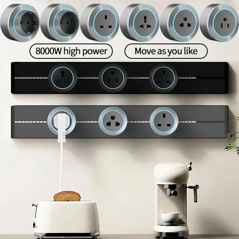 Power rail socket, intelligent household kitchen appliance socket, new US UK EU FR standard wall power plug adapter with USB