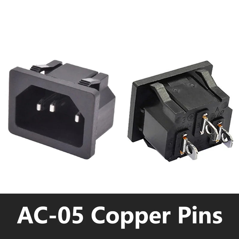 C13 C14 Electrical Power Socket Computer Mount Outlet 3 Pin IEC320 LED Rocker Switch Brass 10A Fuse Inlet Plug Connector 250v