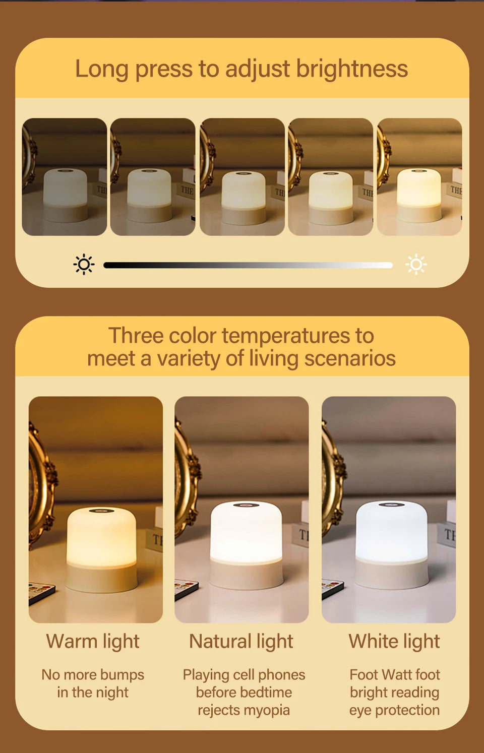 Table Lamp Bedside Lamp For Bedroom 16 Color Changing Touch Night Light RGB Remote Dimmable Rechargeable Portable Room Light