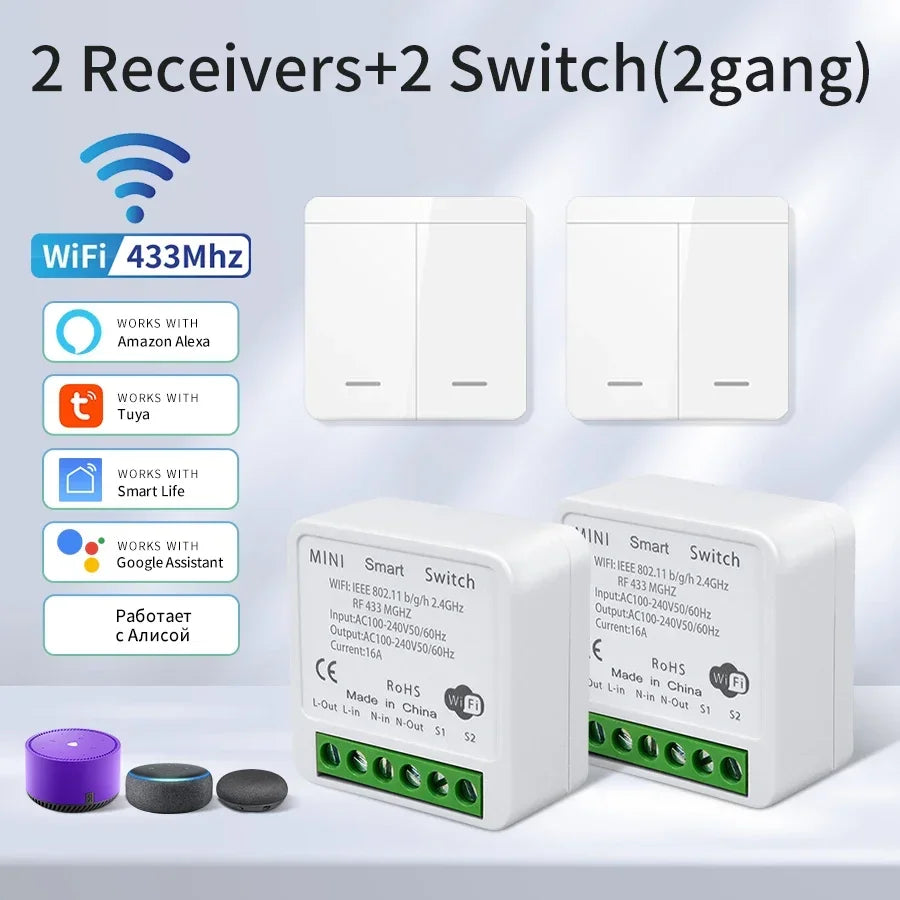 Tuya Smart WiFi Switch Smart Home Wireless RF 433mhz Smart Switch Wall Switch Smart Life APP Voice Control Via Alexa Google Home