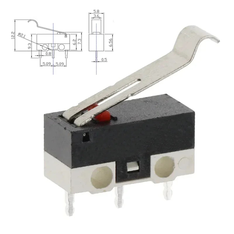 20PCS Mini Micro Limit Switch C NO NC 3 Pins PCB Terminals SPDT 1A 125V Roller Arc lever Snap Action Push Micro Mouse switches
