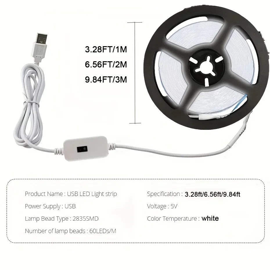 LED Strip Light Hand Sweep Sensor 5V USB 2835 Dimmable Diode Lights TV Backlight Festoon Cabinet Lamp Home Decoration Lighti