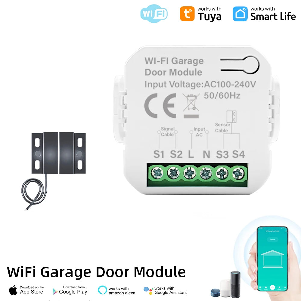 Smart Tuya WiFi Garage Door Switch Door Opening Smart Life APP Controller Remote Control Closing Works with Alexa Google Home