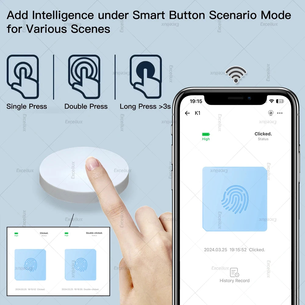 Ewelink Zigbee Smart Push Button Wireless Switch Battery Powered Remote Control Automation Scenario Switch work with Zigbee2MQTT