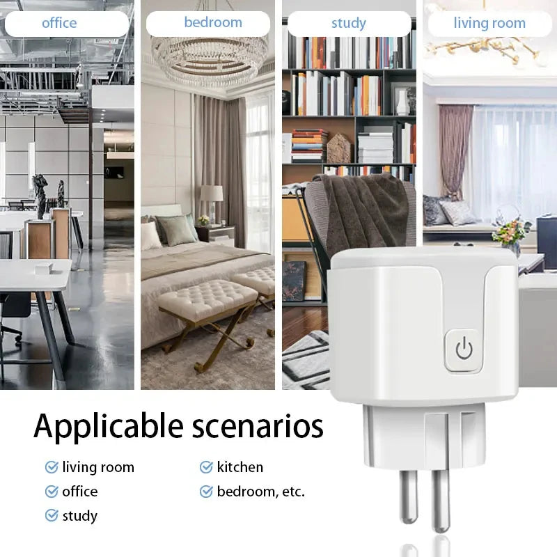 16A/20A Smart Plug WiFi Socket EU With Power Monitor Timing Function  Works With Tuya Smart Life APP Control Alexa Google Home