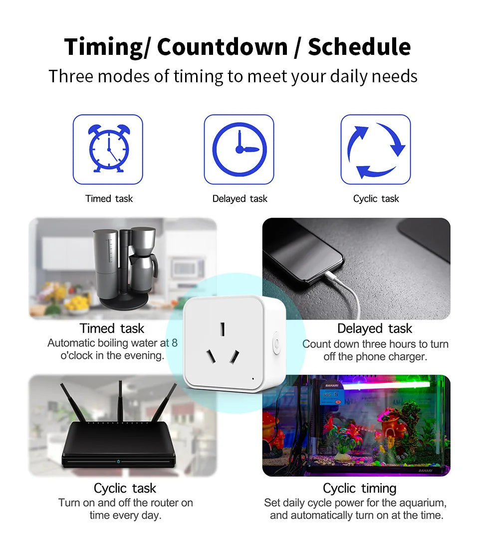 TUYA Australian and New Zealand standard smart socket voice control, wifi, mobile phone remote timing control