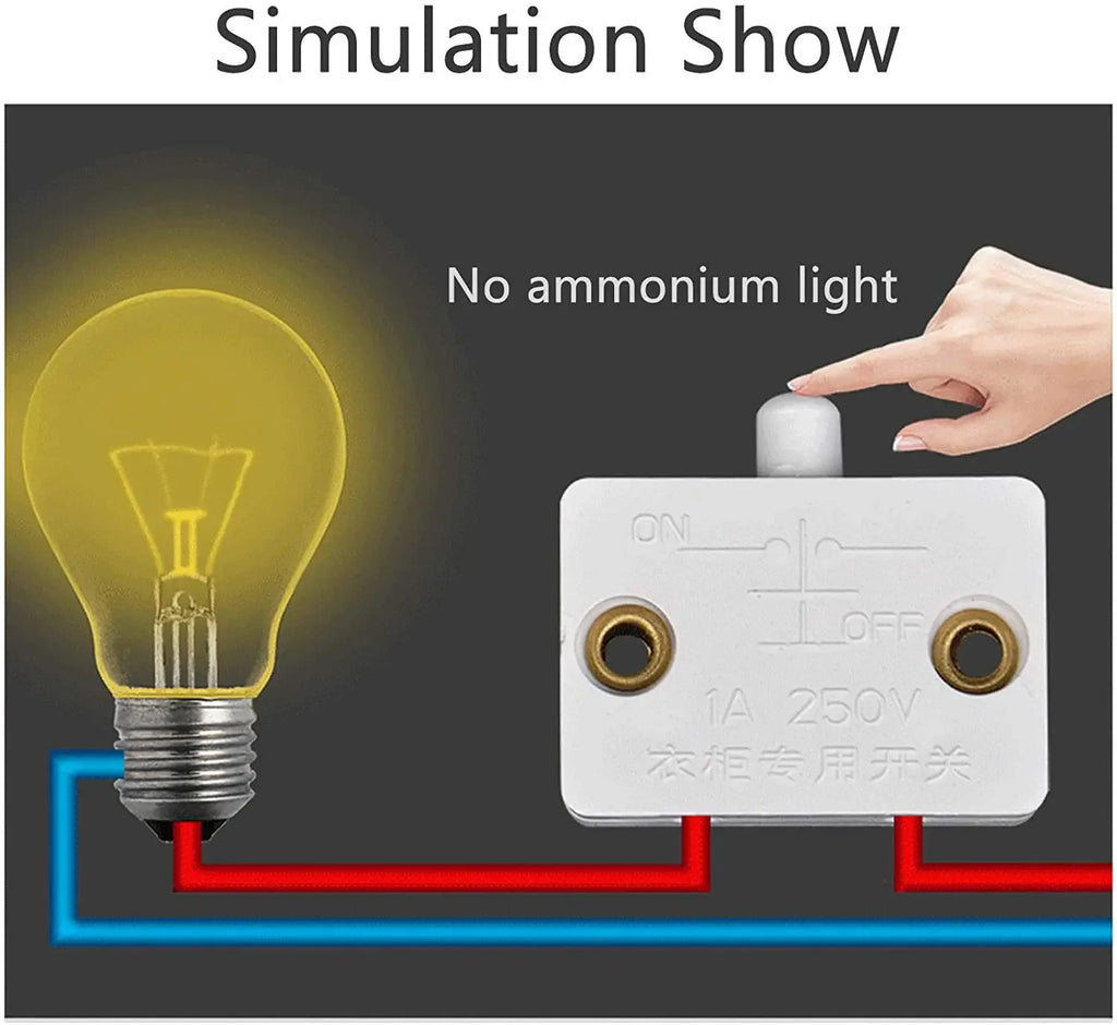 Wholesale Automatic Reset Cabinet Light Control Switch Wardrobe Closet Pantry White Black Normally Closed Lamp On Off Switch