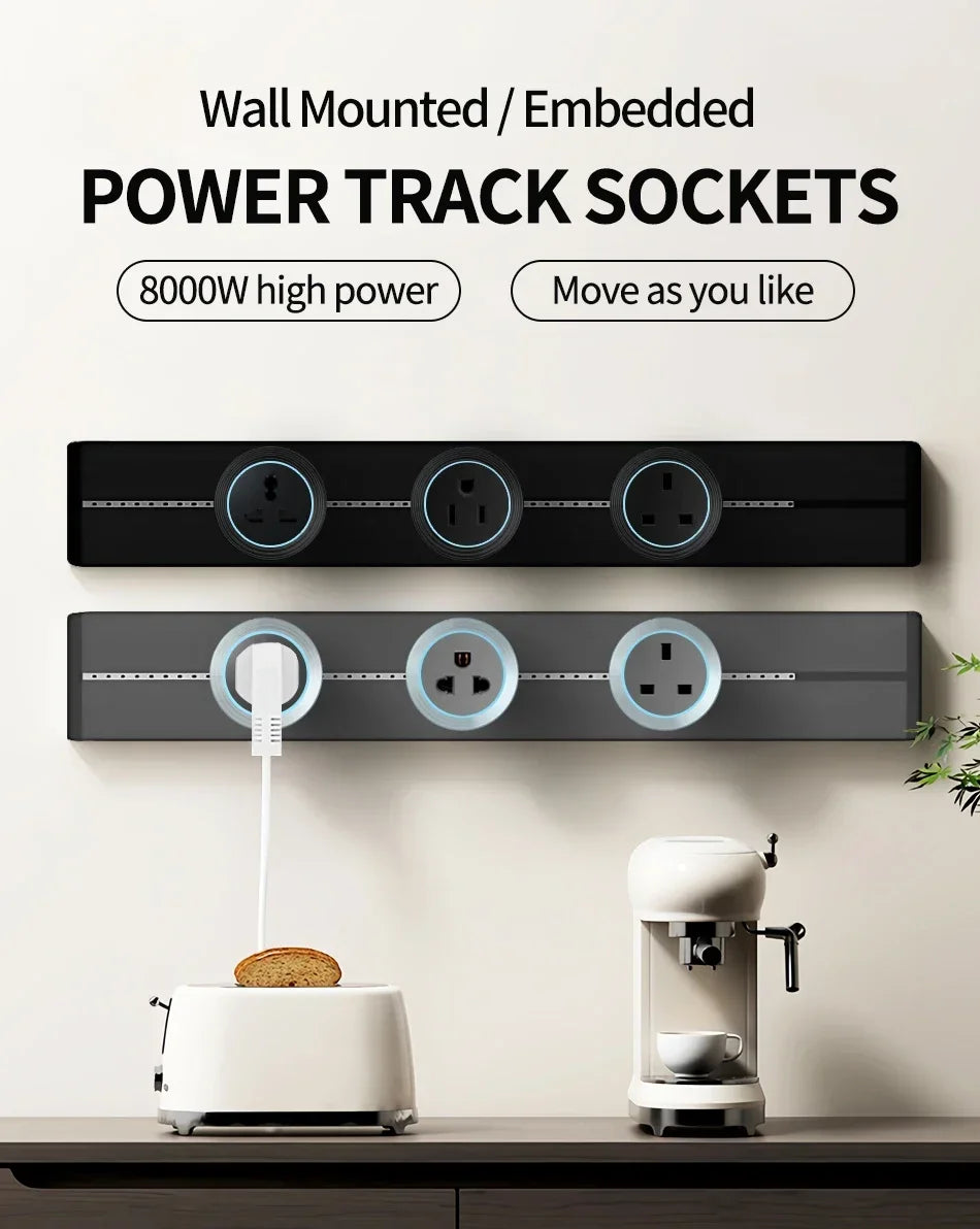 Power rail socket, intelligent household kitchen appliance socket, new US UK EU FR standard wall power plug adapter with USB