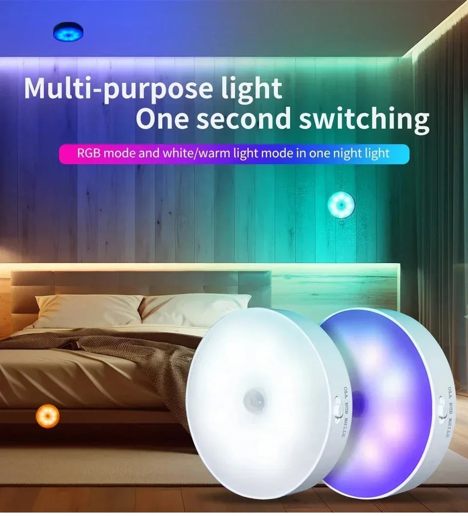 Smart Human Sensor LED Night Light USB Charging Wireless Magnetic Mount Emergency Auto Lighting Lamp for Home Office Hallway