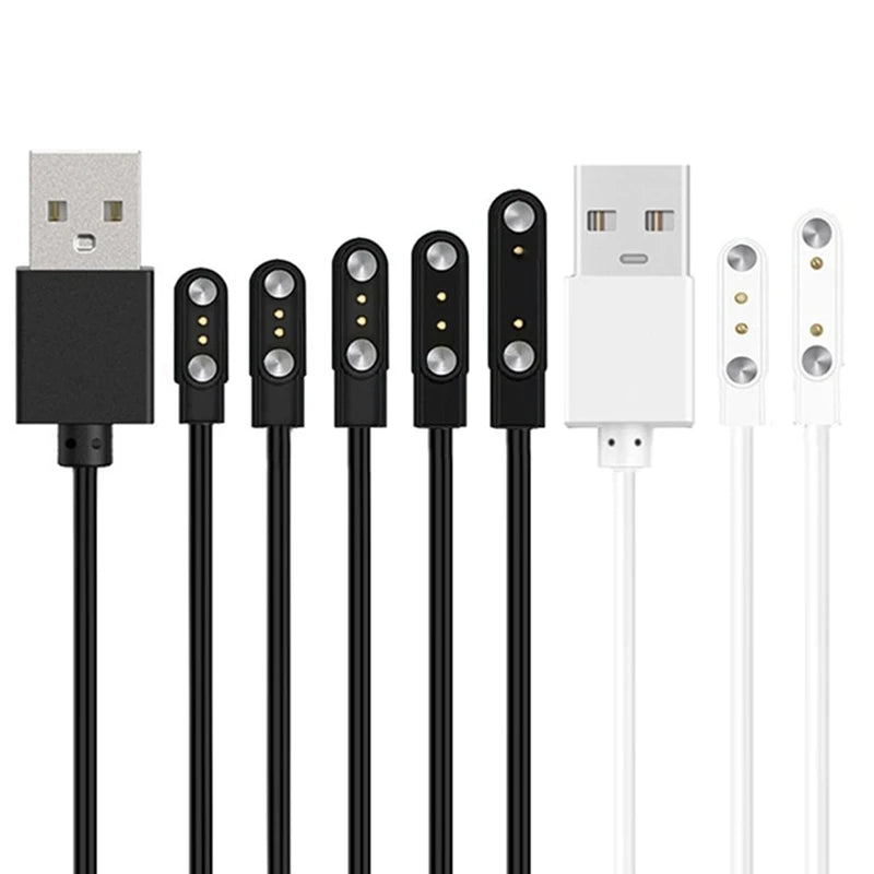 2 Pin Strong Magnetic USB Charge Cable Black/White Universal Smart Watch Charging Line Cord Rope Compatible With Various Devices
