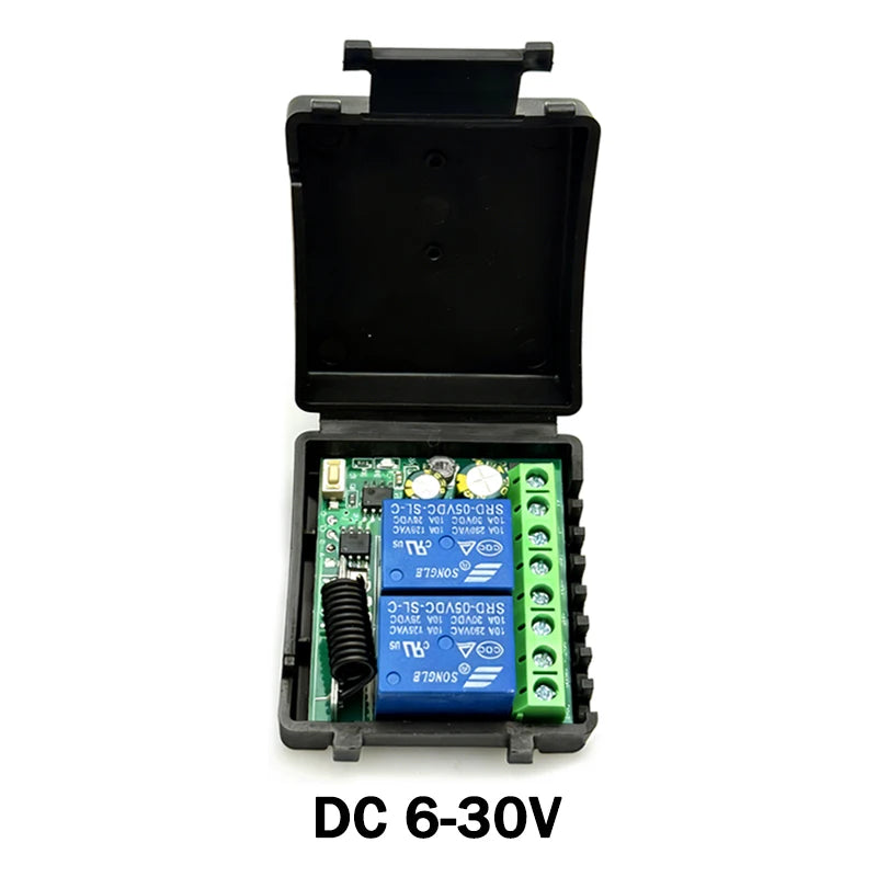 433MHz RF Wireless Remote Control Switch 6-30V 85-250V 2CH Relay Receiver For Door Electromagnetic lock Motors Lighting DIY etc