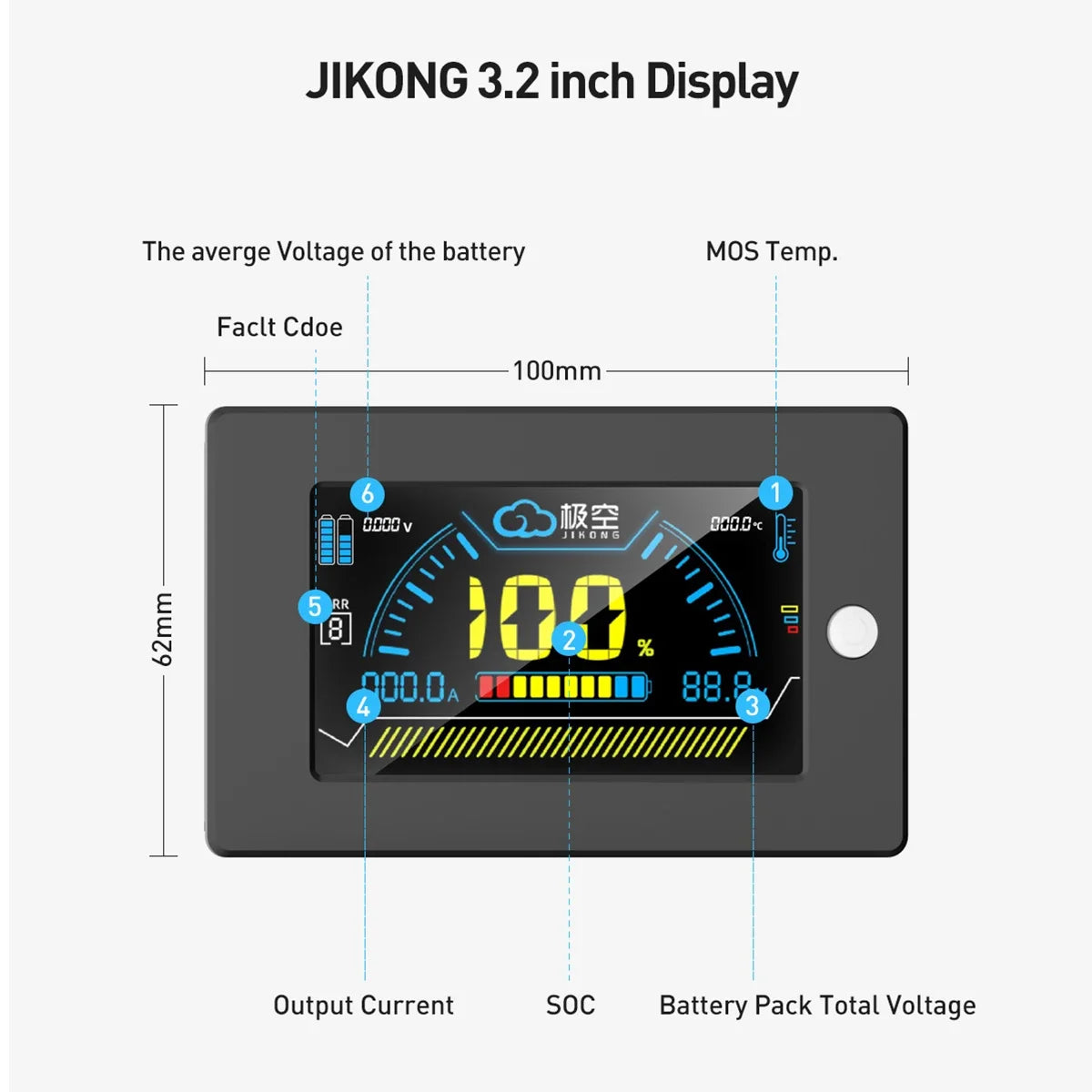 JK BMS Display 3.2 Inch 4.3 Inch LCD Touch Screen Monitor Intelligent Battery Indicator For All JIKONG Smart BMS