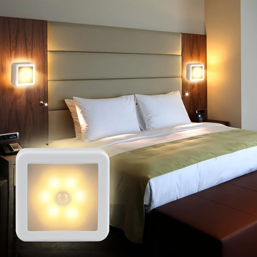 1pc 6-LED motion sensor night light, square induction lamp, LED wall lamp, office interior decoration light, office staircase