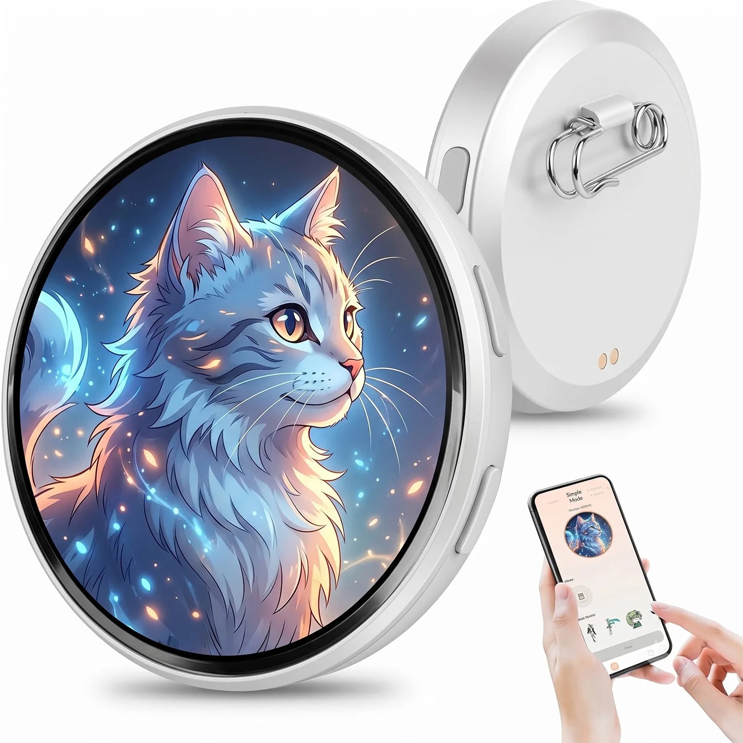 DIY Electronic Badge JPG GIF Video Dynamic Display Badge Anime Digital Display Badge Phone APP User-defined Picture Badge