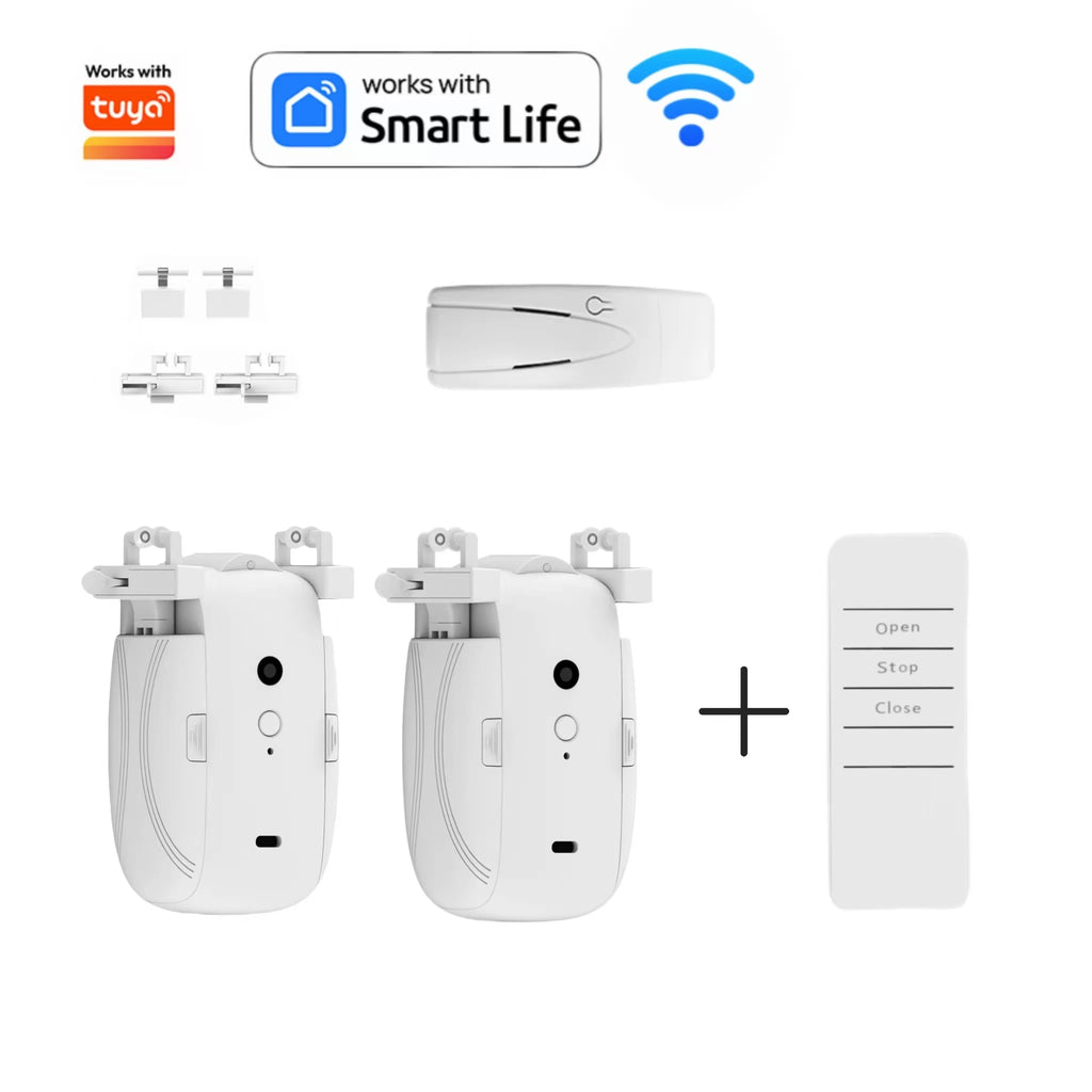 Smart curtain robot Works with Tuya WiFi /Bluetooth remote control Smart curtain controller App control  TU orbit Alexa Google