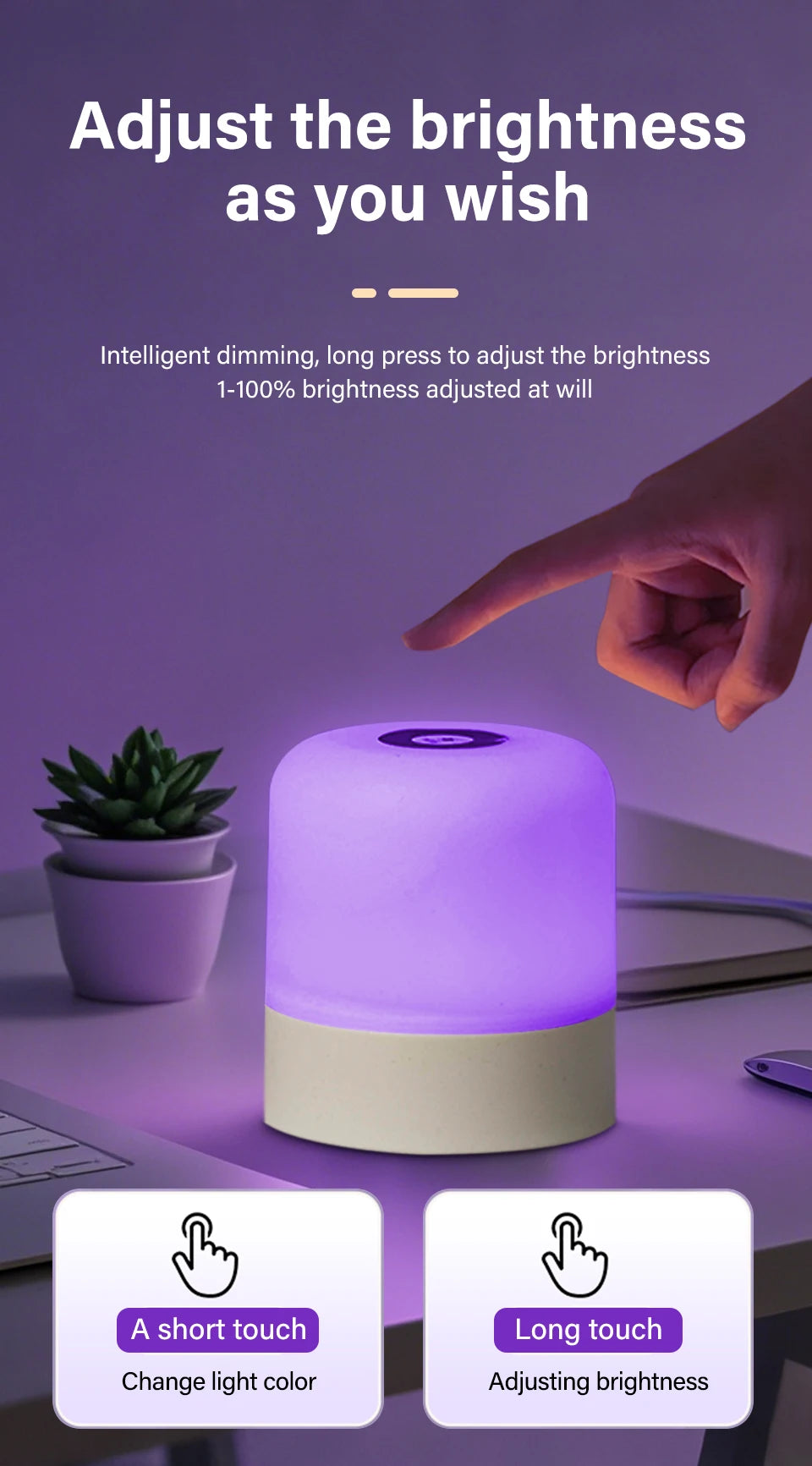 Table Lamp Bedside Lamp For Bedroom 16 Color Changing Touch Night Light RGB Remote Dimmable Rechargeable Portable Room Light