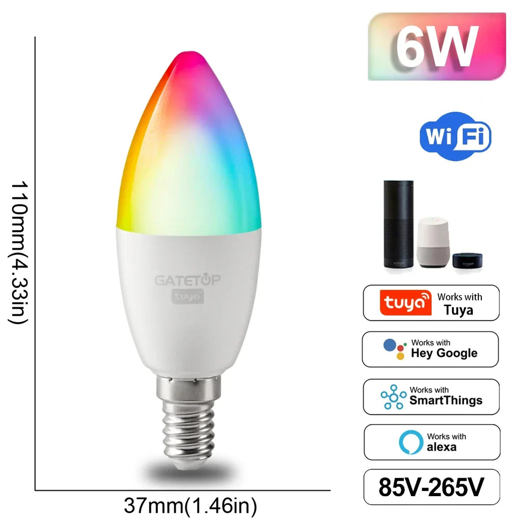 RGB Smart LED Bulb Dimmable Tuya Gu10 C37 A60 T37 E14 E27 B22 Light Wifi Magic Lamp AC 110V 220V Works with Alexa Google Home