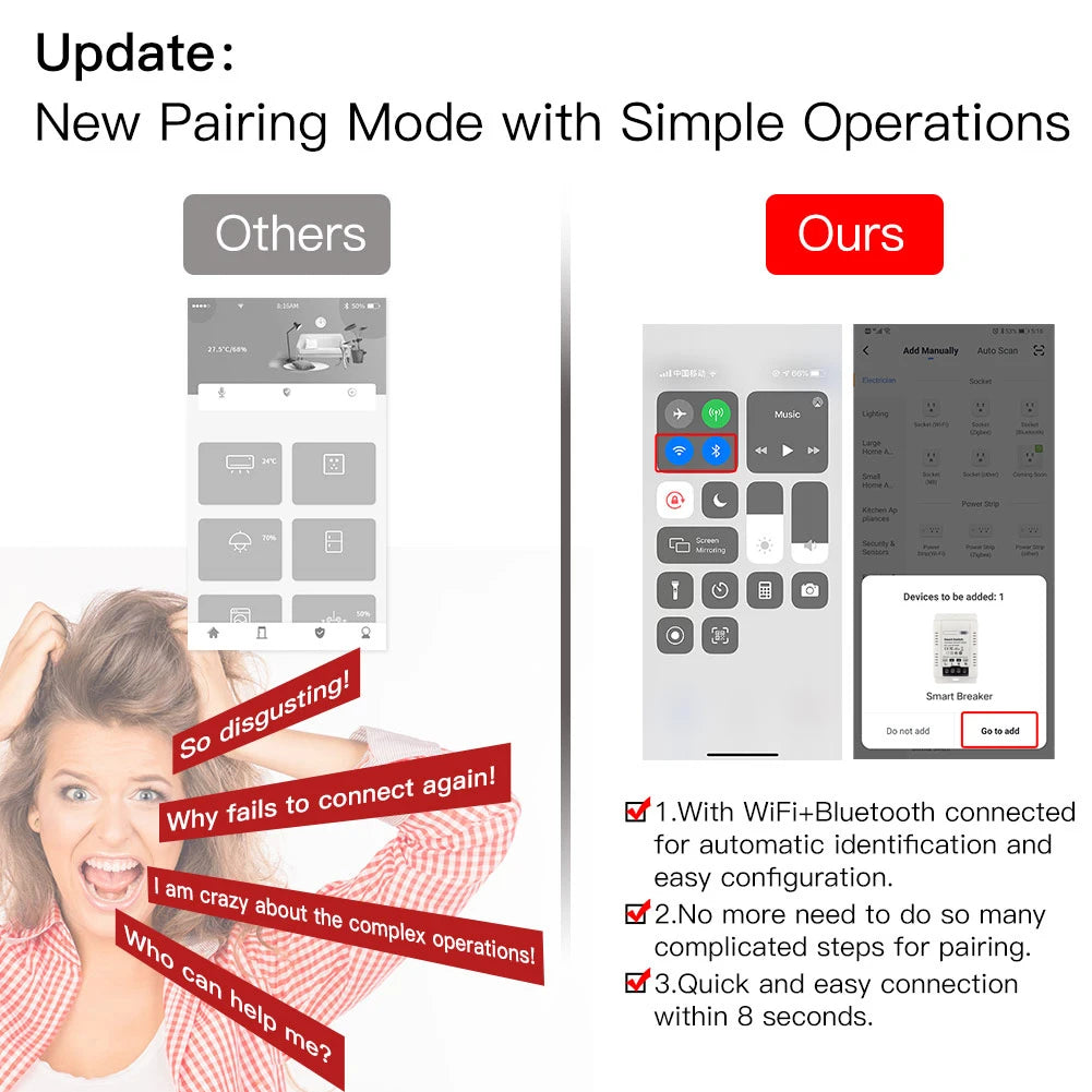 Tuya 20A Smart Switch Circuit Breaker APP Control Power Monitor Overload Protection Works with Alexa Google Home Siri